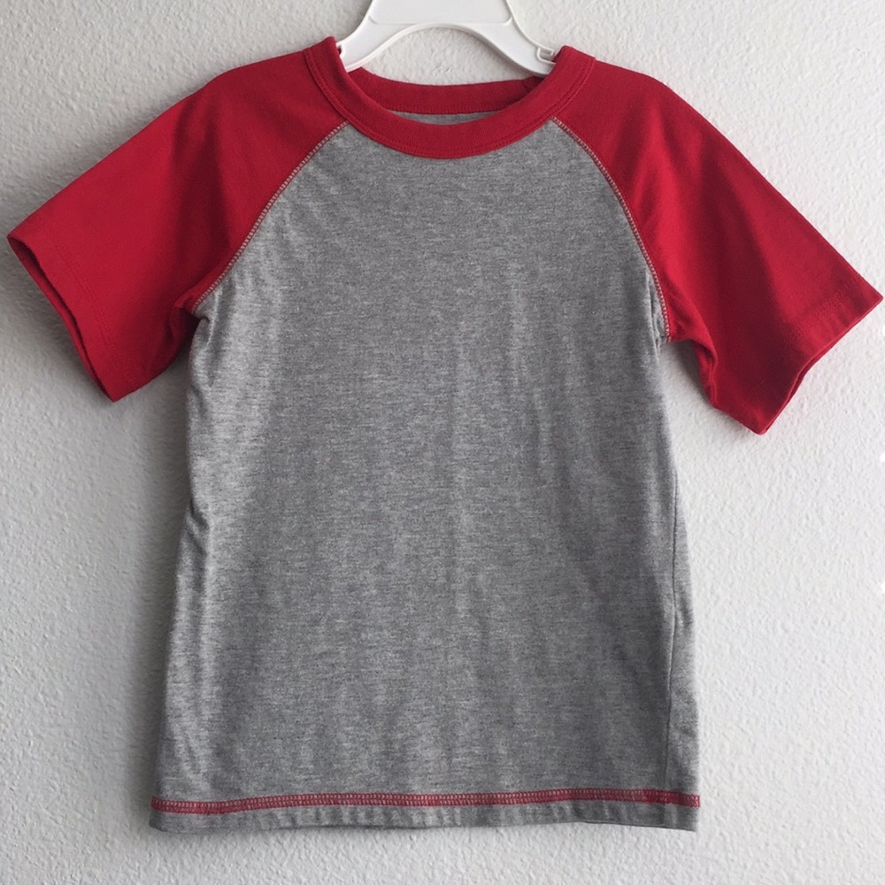 Boys Gray and Red Baseball Tee